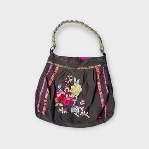 Boho Festival Beaded Embroidered Floral Metallic Women's Bag
